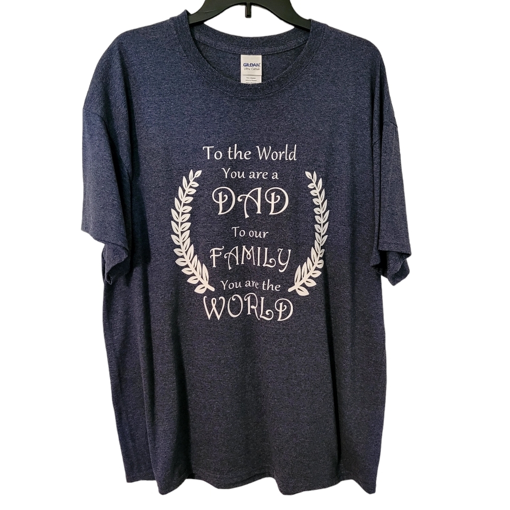 Dad Graphic Blue Gray Short Sleeve T Shirt Ultra Cotton Blend XL